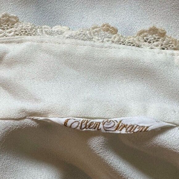 Vintage Ellen Tracy White Romantic Dark Academia Floral Button Blouse Sz S - Picture 3 of 11